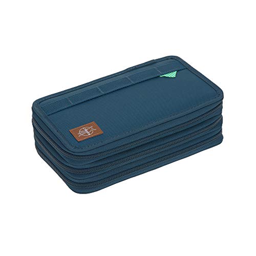 LÄSSIG Federmäppchen befüllt 20-teilig / School Triple Pencil Case Unique Navy von LÄSSIG