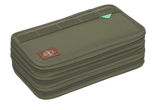 LÄSSIG Federmäppchen befüllt 20-teilig / School Triple Pencil Case Unique Olive von LÄSSIG