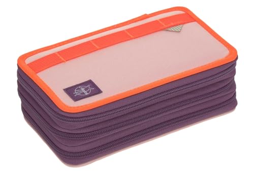 LÄSSIG Federmäppchen befüllt 20-teilig / School Triple Pencil Case Unique Rose/Neon-orange von LÄSSIG