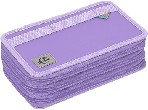 LÄSSIG Federmäppchen befüllt 20-teilig / School Triple Pencil Case Unique Violet/Lavender von LÄSSIG