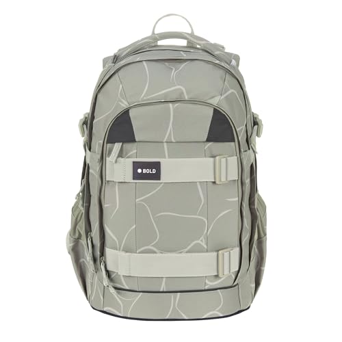 BOLD Lässig Schulrucksack mit Reflektoren und höhenverstellbarem Rückenteil/School Backpack Bold Curve sage von LÄSSIG