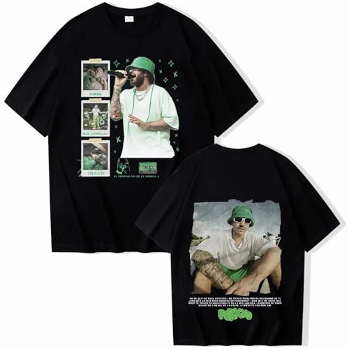 LAIZHENE Herren-T-Shirts Tour Bedruckte T-Shirts Feid Ferxxo Herren/Damen Rundhalsausschnitt Baumwoll-T-Shirts Hip Hop-T-Shirts Street Cotton Tops T-Shirts (Schwarz,3XL) von LAIZHENE