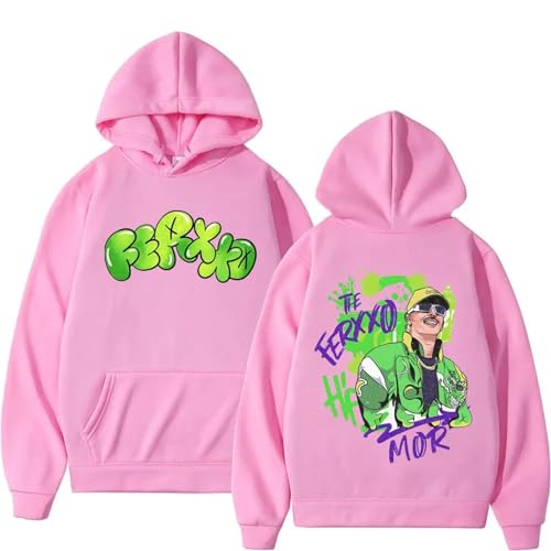 LAIZHENE Kapuzenpullis Rapper Feid Ferxxo Album Tour Bedruckte Kapuzenpullis Hip Hop Harajuku Pullover Sweatshirts Für Männer Und Frauen Y2K Fashion Casual Hoodies Rap Streetwear (Rosa,XL) von LAIZHENE