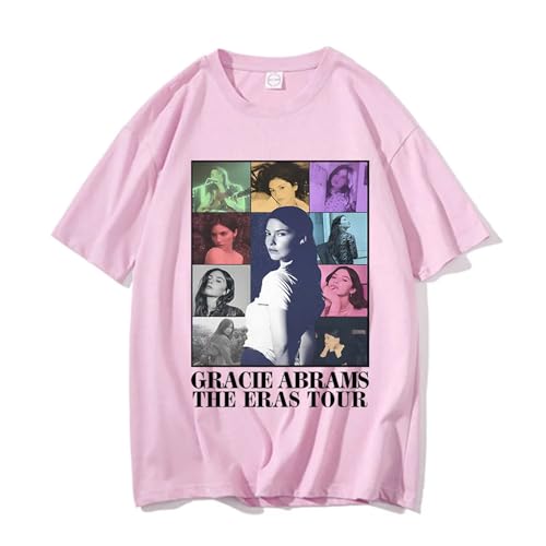 LAIZHENE T-Shirt Männer Frauen Gracie Abrams Tour T-Shirt Männer Frauen Print Baumwolle T-Shirt Hip Pop Vintage 90er Jahre Kurzarm Tshirt Übergröße T-Shirts (Rosa,3XL) von LAIZHENE