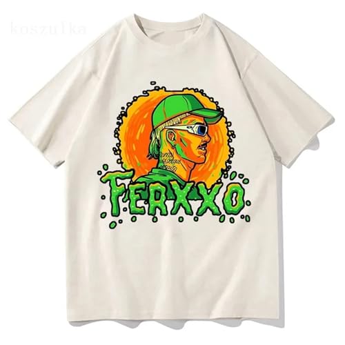 LAIZHENE T-Shirts Ferxxo Tour Bedruckte T-Shirts Funny Feid Männer/Frauen Rundhalsausschnitt Baumwolle T-Shirts Hip Hop T-Shirts Unisex Vintage Baumwolle Tops Streetwear (Khaki,S) von LAIZHENE