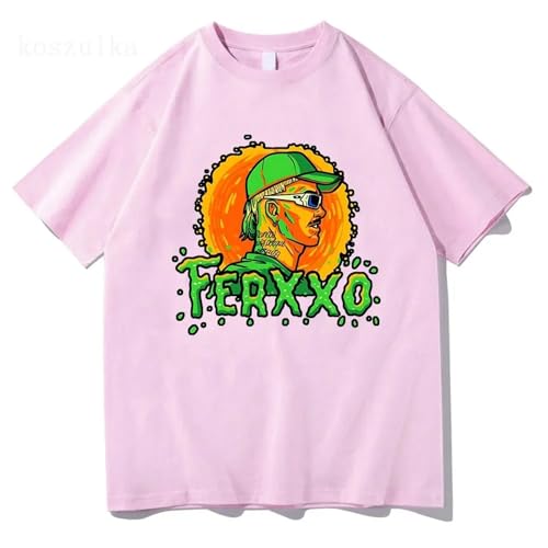 LAIZHENE T-Shirts Ferxxo Tour Bedruckte T-Shirts Funny Feid Männer/Frauen Rundhalsausschnitt Baumwolle T-Shirts Hip Hop T-Shirts Unisex Vintage Baumwolle Tops Streetwear (Rosa,S) von LAIZHENE