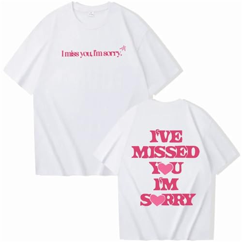 LAIZHENE T-Shirts Für Männer Gracie Abrams I Miss You I 'm Sorry Shirt Gracie Abrams Shirts Rundhalsausschnitt Baumwolle Pullover T-Shirts Tops Streetwear (Weiß,S) von LAIZHENE