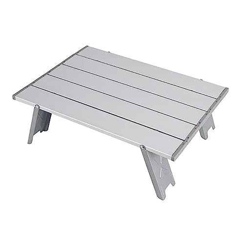 Klappbarer Esstisch, ultraleichte Mini-Gartenmöbel, Picknick-Schreibtisch, Outdoor-Klapptisch, Strand, Camping, Rucksackreisen, tragbarer Tisch mit Tragetasche (Farbe: Silber) Substitutability von LAJUQNQ