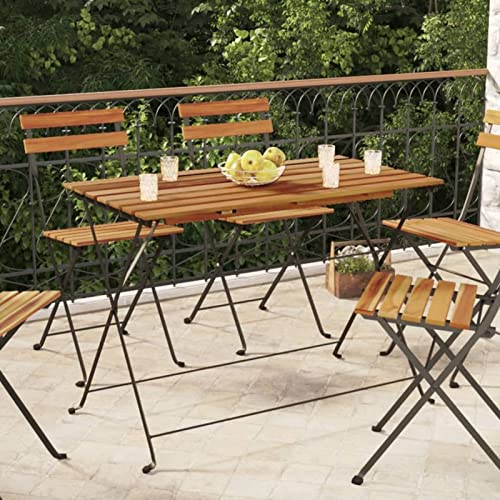 LAJUQNQ Klappbarer Bistrotisch 100 x 54 x 71 cm, Massivholz, Akazie und Stahl, Bistrotisch, Gartenbartisch, Terrassen-Bistrotisch für drinnen und draußen (SPU: 319971) Substitutability von LAJUQNQ