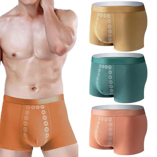 LAKEMON Energetische Magnetfeldtherapie-Hose für Männer, Energiefeldtherapie-Unterwäsche für Männer, Lange Boxershorts für Männer (3PCS-B,4XL(90-100kg)) von LAKEMON