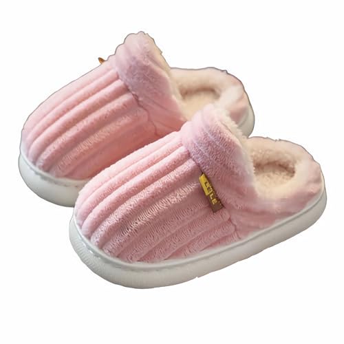 LAKEMON Slipper Booties für Kinder, der gemütliche, stylische Slipper, Flauschige Winterhausschuhe für Jungen und Mädchen (Pink-b,7-7.5 Toddler) von LAKEMON