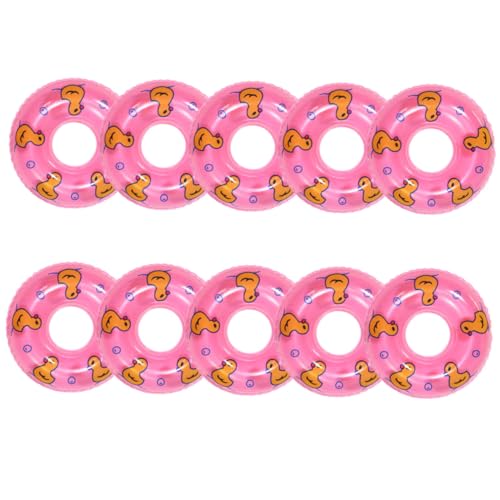 LALADEFIEE 10st Entenschwimmring Kinderhandwerk Mini Aufblasbare Badewannen Heimdekoration Kinder Dekor Poolschwimmer Kinderringe Schwimmring-Ornamente Mini-rettungsring Schwimmen Rosa PVC von LALADEFIEE