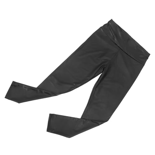 LALADEFIEE Elastische Hosen Yogahosen Für Damen Jogginghose Turnhose Dehnbare Lederhose Fitness-Leggings Lederleggings Für Damen Schwarze Leggings Mit Hoher Taille Hosen Trainieren Pu Black von LALADEFIEE