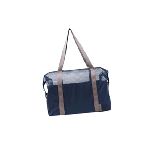 LALADEFIEE Sportliche Umhängetasche Für Den Sommer Tragbare Strandtasche Aus Netzmaterial Ideal Für Outdoor Aktivitäten Schwimmen Und Kleidungshalter Dunkelblau von LALADEFIEE