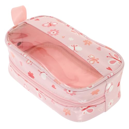 LALADEFIEE Tragbarer Transparenter Strandtaschen Organizer Für Make Up Und Kosmetik Niedliche Kulturbeutel Für Mädchen Ideale Aufbewahrung Für Outdoor Aktivitäten Kleine Kosmetiktasche von LALADEFIEE