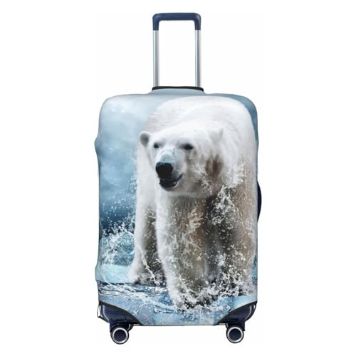 LAMAME Funny Skull Printed Suitcase Cover Elasticated Protective Cover Washable Luggage Cover, Cool Animal White Eisbär, M von LAMAME