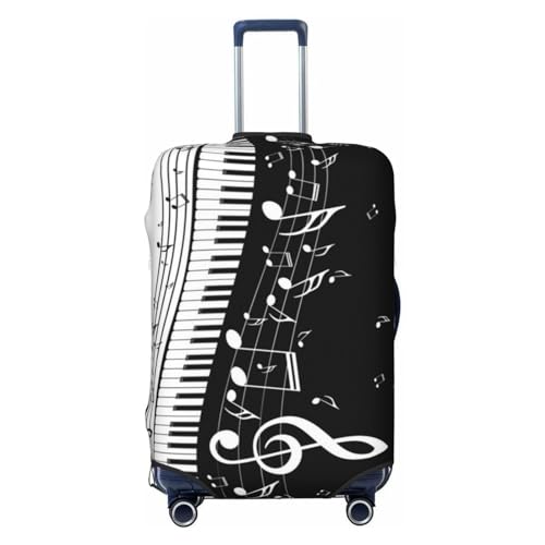 LAMAME Kofferbezug mit Delfin-Motiv, elastisch, waschbar, Gepäckabdeckung, Schwarz-weiße Musiknote, L von LAMAME