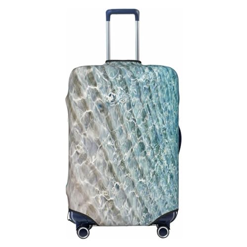 LAMAME Kofferüberzug, Motiv: Seesternmuschel, blaues Holz auf Strandlandschaft, bedruckt, elastisch, waschbar, Gepäckabdeckung, Klares Meerwasser, XL von LAMAME