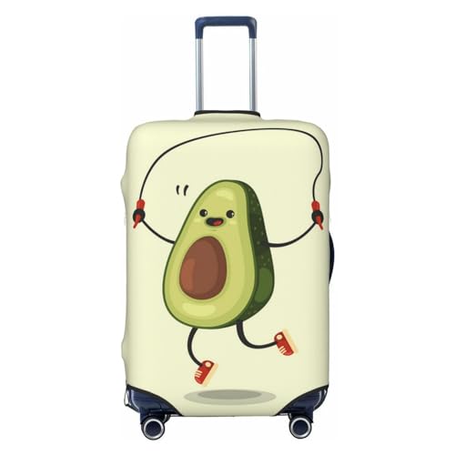 LAMAME Niedlicher Pinguin bedruckter Kofferüberzug, elastischer Schutzbezug, waschbarer Gepäckbezug, Avocadoseilspringen, L von LAMAME