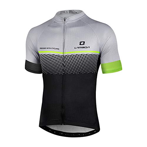 LAMEDA Kurzarm Radtrikot Herren Damen Funktionsshirt T-Shirt Jersey Elastische Atmungsaktive Schnell Trocknen Stoff Fahrradtrikot für Radsport Outdoor Sport(Grau M) von LAMEDA