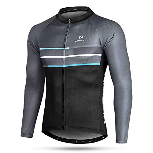 LAMEDA Radtrikot Herren Damen Langarm Herbst Winter Fahrradtrikot MTB Jersey Atmungsaktive Schnell Trocknen T-Shirt Funktionsshirt Fahrradbekleitung für Radsport Rennrad Sport Blau 3XL von LAMEDA