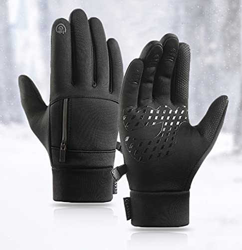 LAMOOER Fahrradhandschuhe Winter Warme Laufhandschuhe Touchscreen rutschfeste Fahrradhandschuhe für Herren Damen Autofahren Klettern Wandern Skifahren (Schwarz, M) von LAMOOER