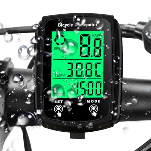 Fahrradcomputer Digital, 20 Funktionen IPX6 wasserdichte mit Hintergrundbeleuchtetem Display Fahrradtacho & Kilometerzähler Fahrradcomputer mit großen Tasten, übersichtlichen Darstellung (Schwarz) Fahrradcomputer Digital, 20 Funktionen IPX6 wasserdichte mit Hintergrundbeleuchtetem Display Fahrradtacho & Kilometerzähler Fahrradcomputer mit großen Tasten, übersichtlichen Darstellung (Schwarz) von LANAFAY