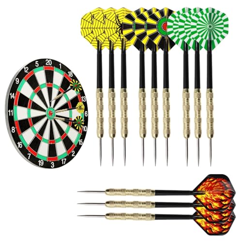 LANAFAY 12 Stück Dartpfeile mit Metallspitze, 14 Gramm Profi steeldarts, mit 12 PVC Schäften+12 Flights, Steeldart Pfeile, Multi Purpose Dart Tool für Anfänger Und Hobbyisten von LANAFAY