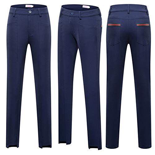 LANGWEI Damen Golfhose, Damen Leichte, Atmungsaktive, Schlanke Sporttrikothose Mit Mittlerer Taille Lässige Sportbekleidung Crop Pant Für Golf & Tennis,Blau,S von LANGWEI