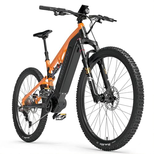 LANKELEISI GT800 E Bike 29 Zoll Mittelmotor E-Mountainbike für Herren und Damen, 12 Gang E-Fahrrad mit 48V 20Ah Wechselakku, Reichweite bis zu 150 Km (Orange) von LANKELEISI