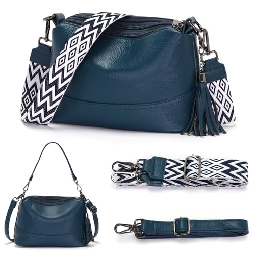 LANXINGLUO umhängetasche Damen klein Handtasche dunkelblau klein Crossbody Bag Damen Mit3 austauschbaren Schultergurten kleine umhängetasche von LANXINGLUO