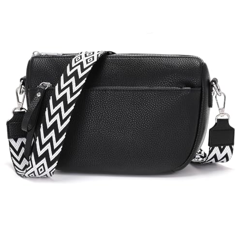 LANXINGLUO umhängetasche damen mittelgroß damen handtasche mittelgross crossbody bag damen tasche mit vielen fächern handtasche damen schwarz von LANXINGLUO