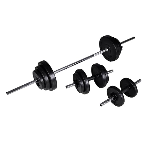 Langhantel +2 Kurzhantelset 30,5kg, LAPOOH Hanteln Set, Kurzhanteln, Dumbbells, Hantelset, Kraftraining, Strength Training Equipment, Gewichte Set von LAPOOH