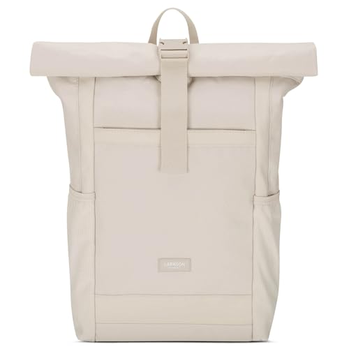 LARKSON Rolltop Rucksack Damen Groß Beige - No 2 - Daypack für Schule, Uni, Fahrrad - 16 Zoll Laptop Fach für Arbeit - Nachhaltig - Anti-Diebstahl - Wasserabweisend von LARKSON