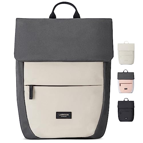 LARKSON Rucksack Damen Klein Beige Schwarz - Ronja - Moderner Tagesrucksack mit Laptopfach für Uni Business City - 10L - Nachhaltig - Wasserabweisend von LARKSON