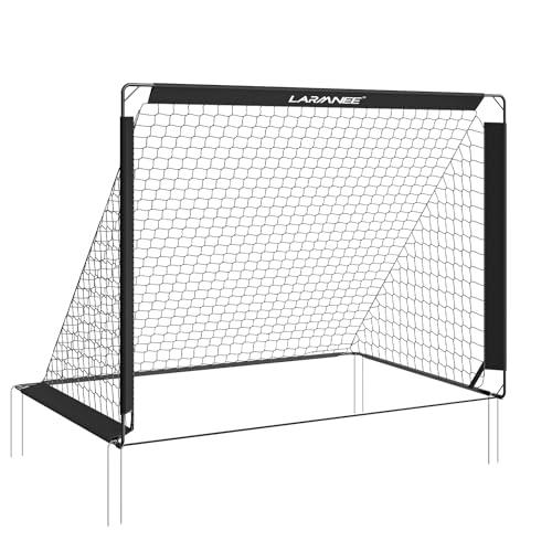 LARMNEE Fußballtor für Kinder, Fußballtortrainer, tragbares und faltbares Fußballtor, 2-in-1-Fußballtor mit Torwand, 5 Löcher, mit Tragetasche und Bodennägeln, für Garten, Schwarz EBB120FG02 LARMNEE Fußballtor für Kinder, Fußballtortrainer, tragbares und faltbares Fußballtor, 2-in-1-Fußballtor mit Torwand, 5 Löcher, mit Tragetasche und Bodennägeln, für Garten, Schwarz EBB120FG02 von LARMNEE