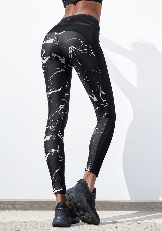 LASCANA ACTIVE Leggings -Sporthose Black Marble mit Mesh von LASCANA ACTIVE