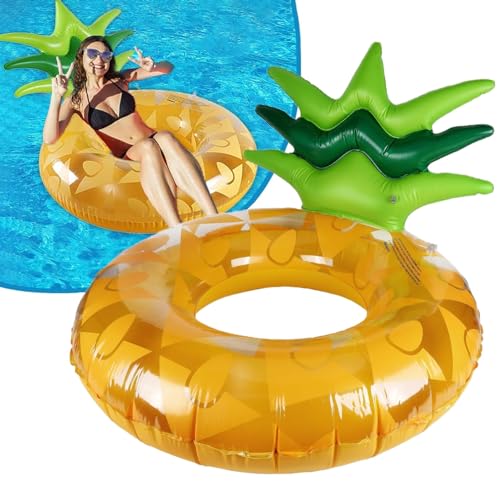 LATERN Ananas Aufblasbarer Pool Schwimmring, 95CM Gummi Aufblasbares Schwimmfloß Riesiger Schwimmring für Wasserspaß Aufblasbarer Pool-Schlauch für Schwimmbad Wassersport Sommer Strand Party von LATERN