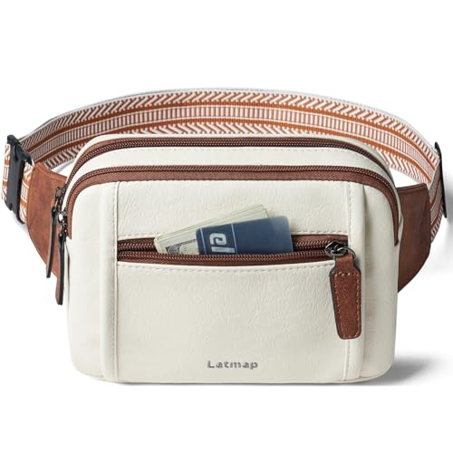 LATMAP 3L Bauchtasche Damen Beige, Crossbody Bag Damen PU Leder Hüfttasche Stylisch Brusttasche klein Wasserabweisend diebstahlsichere Tasche mit Gurt umhängetaschen Damen für Sport Outdoor LATMAP 3L Bauchtasche Damen Beige, Crossbody Bag Damen PU Leder Hüfttasche Stylisch Brusttasche klein Wasserabweisend diebstahlsichere Tasche mit Gurt umhängetaschen Damen für Sport Outdoor von LATMAP