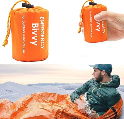 LATTCURE Notfall Überleben Schlafsack, Survival Biwaksack Erste Hilfe Rettungsdecken, Wasserdicht Notfalldecke, Warm Tube Zelt Ultraleicht Hitzeabweisend, Kälteschutz Rettungszelt für Outdoor von LATTCURE