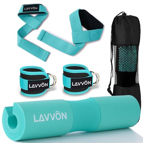 Langhantel Polster Set - Hip Thrust Pad Polster für Langhantelstange - Hantel Nackenpolster, Polsterung für Squats, Booty Training, Gym Fitness - mit Knöchelriemen, Zughilfen für Krafttraining Langhantel Polster Set - Hip Thrust Pad Polster für Langhantelstange - Hantel Nackenpolster, Polsterung für Squats, Booty Training, Gym Fitness - mit Knöchelriemen, Zughilfen für Krafttraining von LAVVON