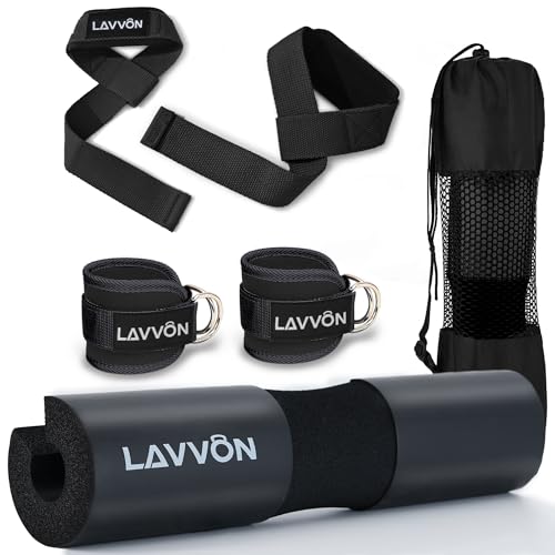 Langhantel Polster Set - Hip Thrust Pad Polster für Langhantelstange - Hantel Nackenpolster, Polsterung für Squats, Booty Training, Gym Fitness - mit Knöchelriemen, Zughilfen für Krafttraining Langhantel Polster Set - Hip Thrust Pad Polster für Langhantelstange - Hantel Nackenpolster, Polsterung für Squats, Booty Training, Gym Fitness - mit Knöchelriemen, Zughilfen für Krafttraining von LAVVON