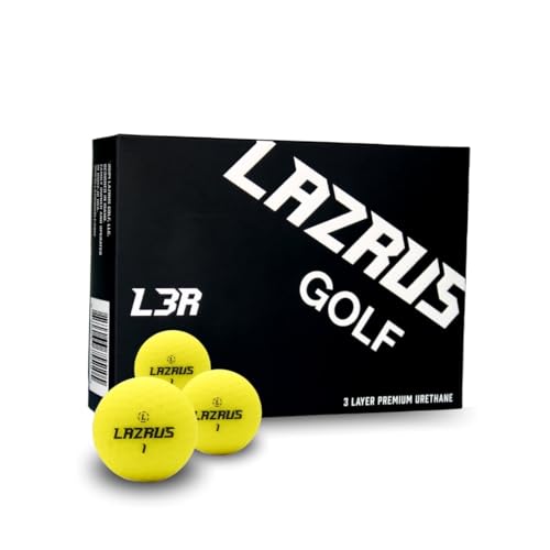 LAZRUS GOLF 2024 Premium 3-teilige Urethan-Golfbälle für maximale Distanz und grüne Kontrolle (1 Dutzend, mattes Gelb) von LAZRUS GOLF