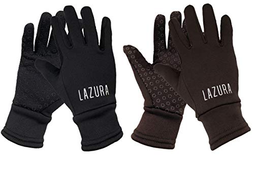 Lazura - Winter Reithandschuhe Calgary | weiche Winterhandschuhe zum Reiten | inkl. Zügelverstärkung | dünne warme Handschuhe in Braun | Unisex Reitbekleidung in Größe XS von Lazura