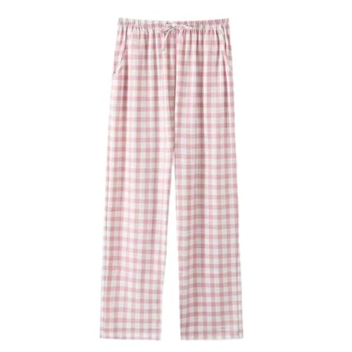 Baumwoll Karo Pyjamahose Für Damen, Lange Damen Pyjamahose Mit Taschen Und Kordelzug, Lounge Hose Mit Weitem Bein, Hose, Yoga Hose, Loungewear, Rosa, S Baumwoll Karo Pyjamahose Für Damen, Lange Damen Pyjamahose Mit Taschen Und Kordelzug, Lounge Hose Mit Weitem Bein, Hose, Yoga Hose, Loungewear, Rosa, S von LApooh