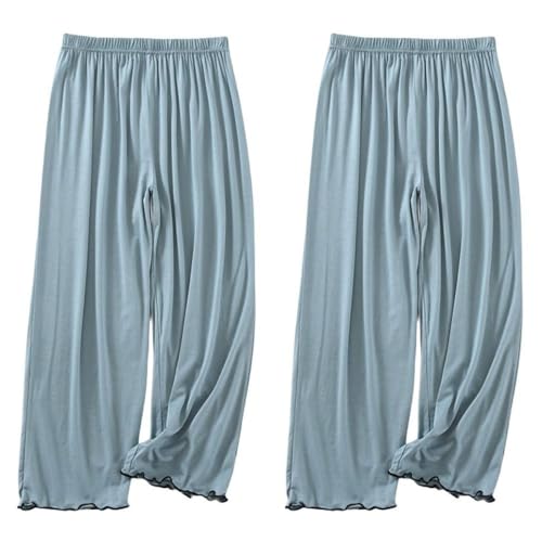 LApooh 2Er Pack Capri Pyjamahosen Für Damen, Damen Lounge Caprihosen, Weiche Modal Pyjamahosen, Nachtwäsche, Schlafshorts, Homewear Pyjamahosen, Jogginghosen, 2 Stück Blau, L LApooh 2Er Pack Capri Pyjamahosen Für Damen, Damen Lounge Caprihosen, Weiche Modal Pyjamahosen, Nachtwäsche, Schlafshorts, Homewear Pyjamahosen, Jogginghosen, 2 Stück Blau, L von LApooh