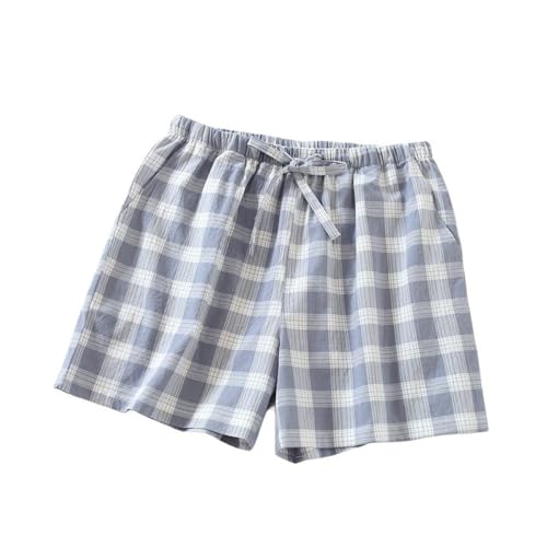 LApooh Kurze Pyjamahose Aus Baumwolle Für Damen, Damen Lounge Hose, Karierte Schlafshorts Für Schlaf, Fitnessstudio, Laufen Mit Taschen Und Kordelzug, Schlafshorts, Pyjama Hose, Blau, M LApooh Kurze Pyjamahose Aus Baumwolle Für Damen, Damen Lounge Hose, Karierte Schlafshorts Für Schlaf, Fitnessstudio, Laufen Mit Taschen Und Kordelzug, Schlafshorts, Pyjama Hose, Blau, M von LApooh