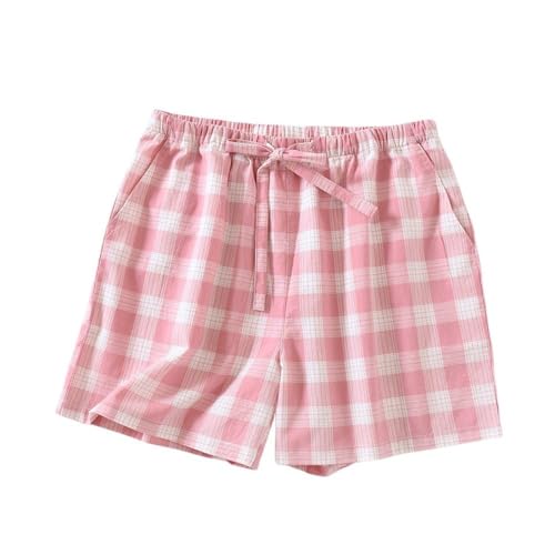 LApooh Kurze Pyjamahose Aus Baumwolle Für Damen, Damen Lounge Hose, Karierte Schlafshorts Zum Schlafen, Fitnessstudio, Laufen Mit Taschen Und Kordelzug, Schlafshorts, Pyjama Hose, Rosa, S LApooh Kurze Pyjamahose Aus Baumwolle Für Damen, Damen Lounge Hose, Karierte Schlafshorts Zum Schlafen, Fitnessstudio, Laufen Mit Taschen Und Kordelzug, Schlafshorts, Pyjama Hose, Rosa, S von LApooh
