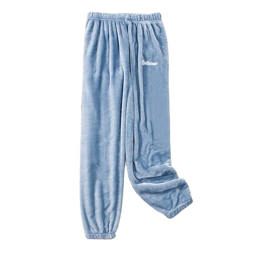 LApooh Warme Fuzzy-Pyjamahose Für Damen, Weiche, Bequeme Nachtwäsche, Plüsch-Nachtwäsche, Homewear-Pyjamahose, Jogginghose, Damen-Winter-Pyjamahose, Jogginghose, Blau, L von LApooh