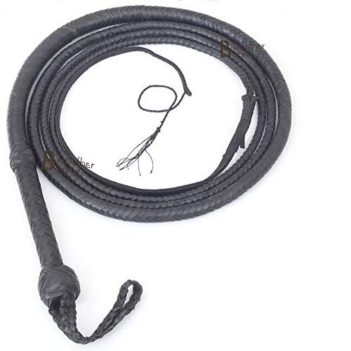 LB's Whip Bullpeitsche, 16 Zöpfe, Känguruhleder, Leder, Bullpeitsche, Leder Bauch & Leder Nackenrolle innen, Indiana Jones Schwarz von LB's Whip